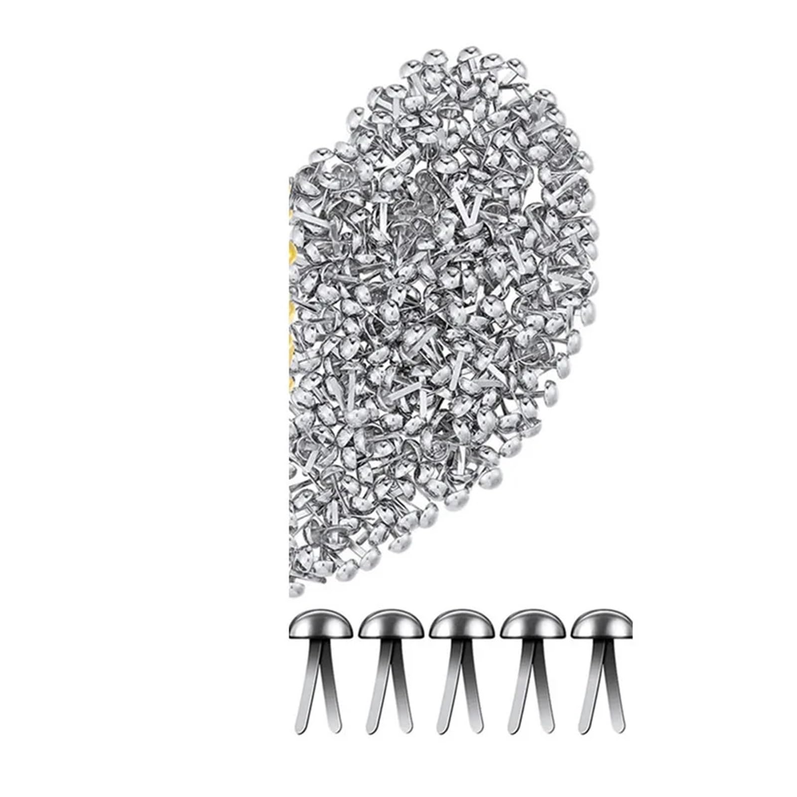 500 Stück 6–15 mm Gold und Silber Mini Brads Runde Papierverschlüsse Messing Pastell Metall for Scrapbooking Basteln DIY Papier (Size : 15MM-01)