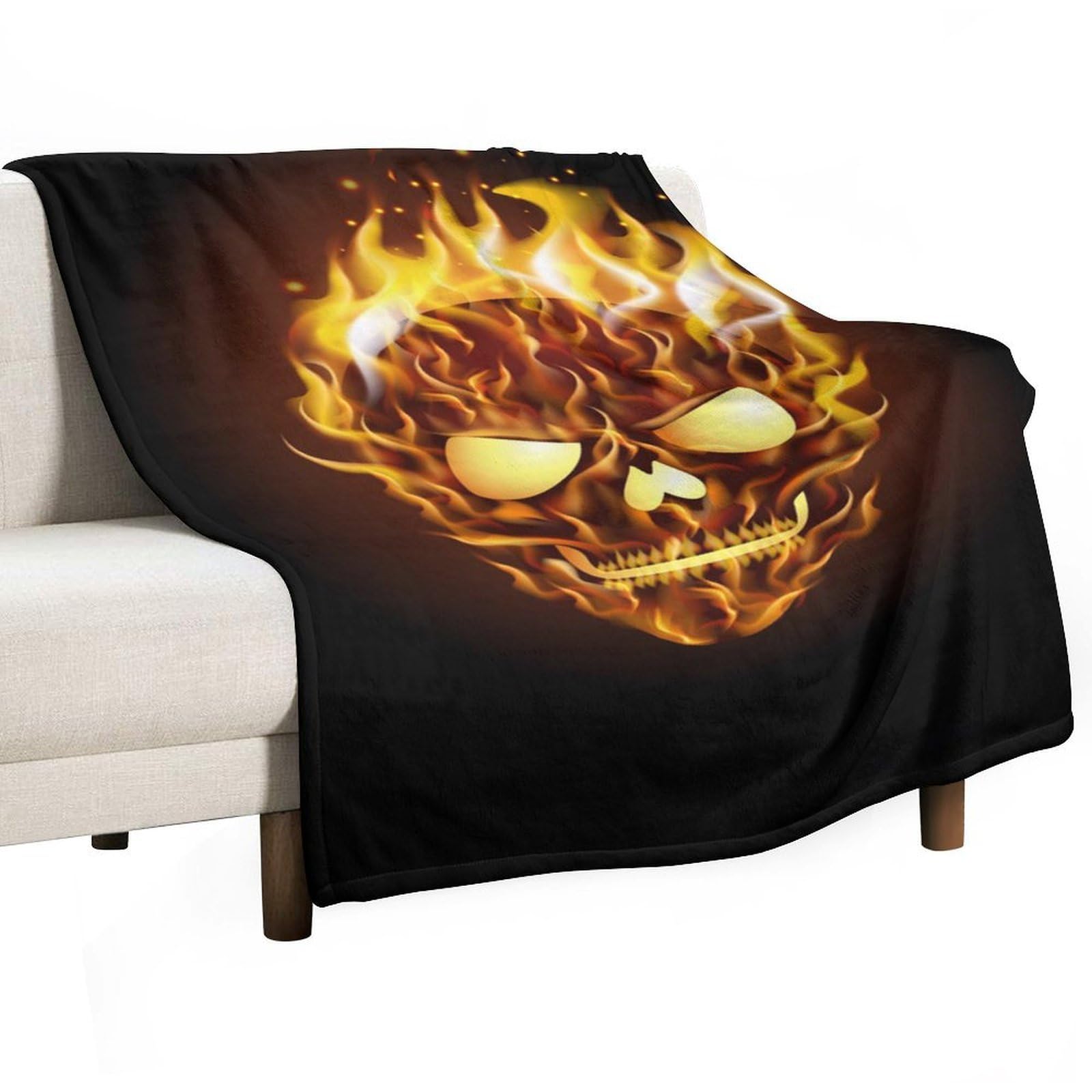 MHYRAC Flannel Blanket, Skull with Flame Throw Blanket for Couch Sofa Bed Office, Soft And Comfortable Without Pilling