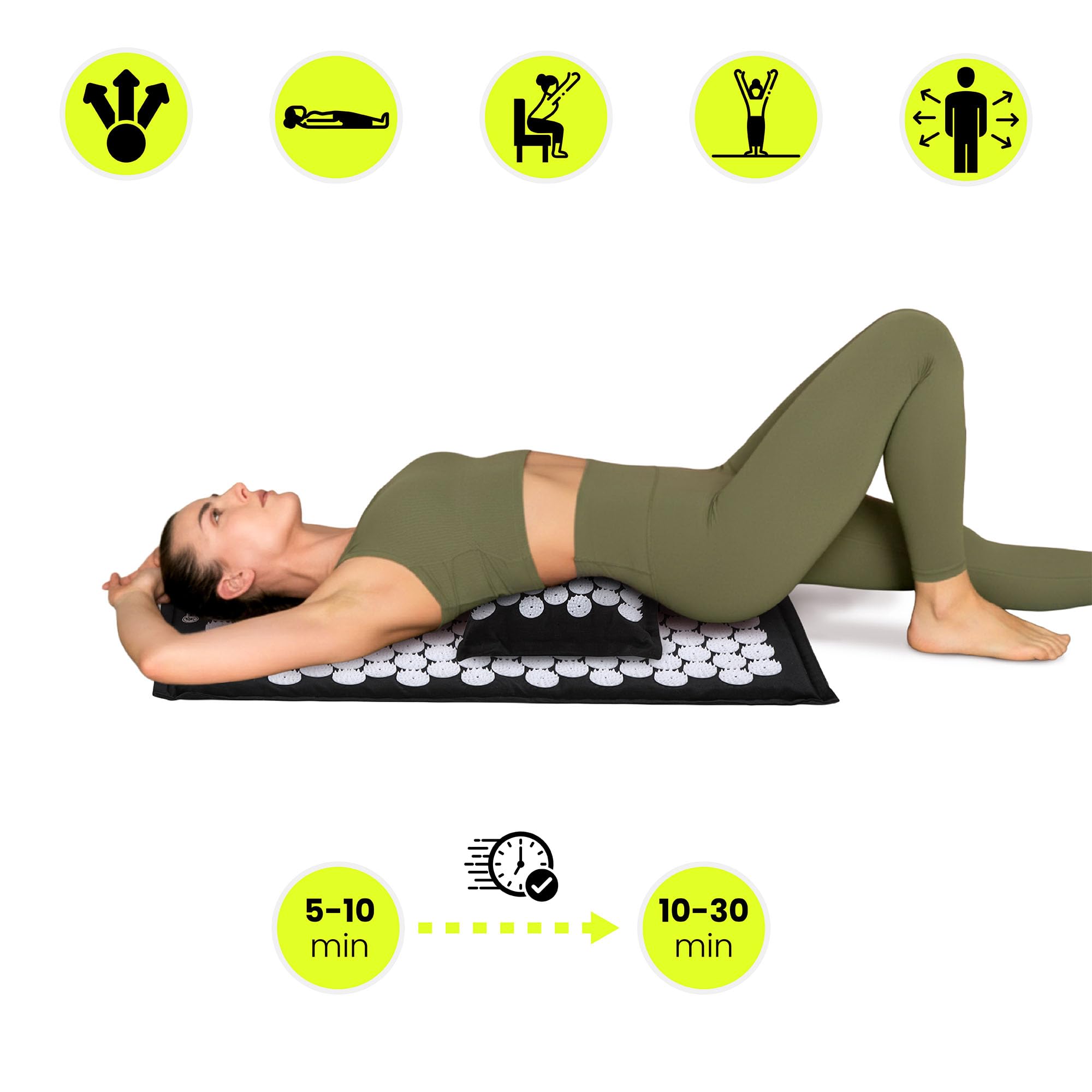 Hypermotion Tapis Acupression ECO, Tapis Champ de Fleurs 3-en-1 en Lin, Fibre de Coco et Sarrasin - Soulage Mal de Dos, Nuque et Tensions Musculaires - Naturel et Respirant - 7 182 Points de Pression