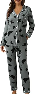 Schlafanzug Damen Lang Mit Knöpfen Pyjama Hose Baumwolle