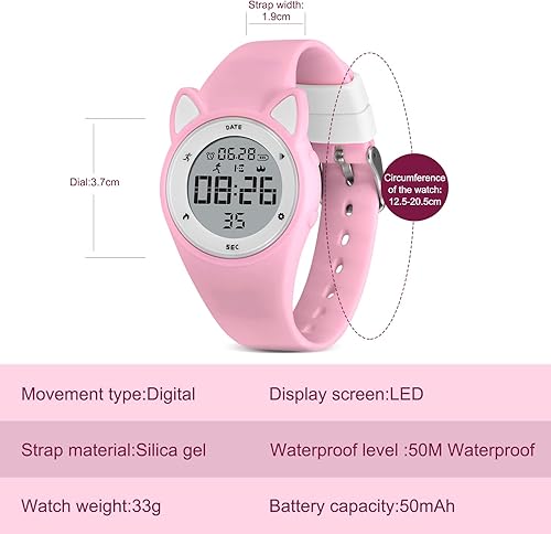 Vista 15 de L LAVAREDO Reloj de pulsera digital para niños de 3 a 12 años, sin Bluetooth, alarma, calorías, podómetro, conteo de pasos