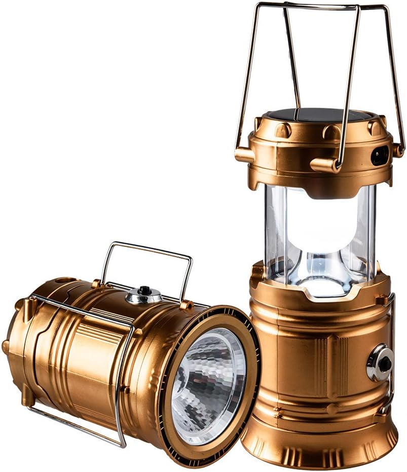 Solar Rechargeable Camping Lantern & Portable Outdoor Handheld Led Flashlight Emergency Lights; Moonkist (Gold)