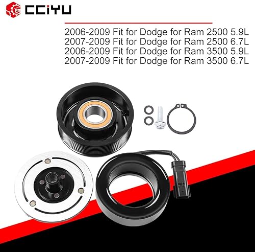 Miniatura 5 de cciyu Embrague del compresor de CA 2006-2009 apto para Dodge para Ram 2500 5.9L Auto reparación Compresores Asamblea