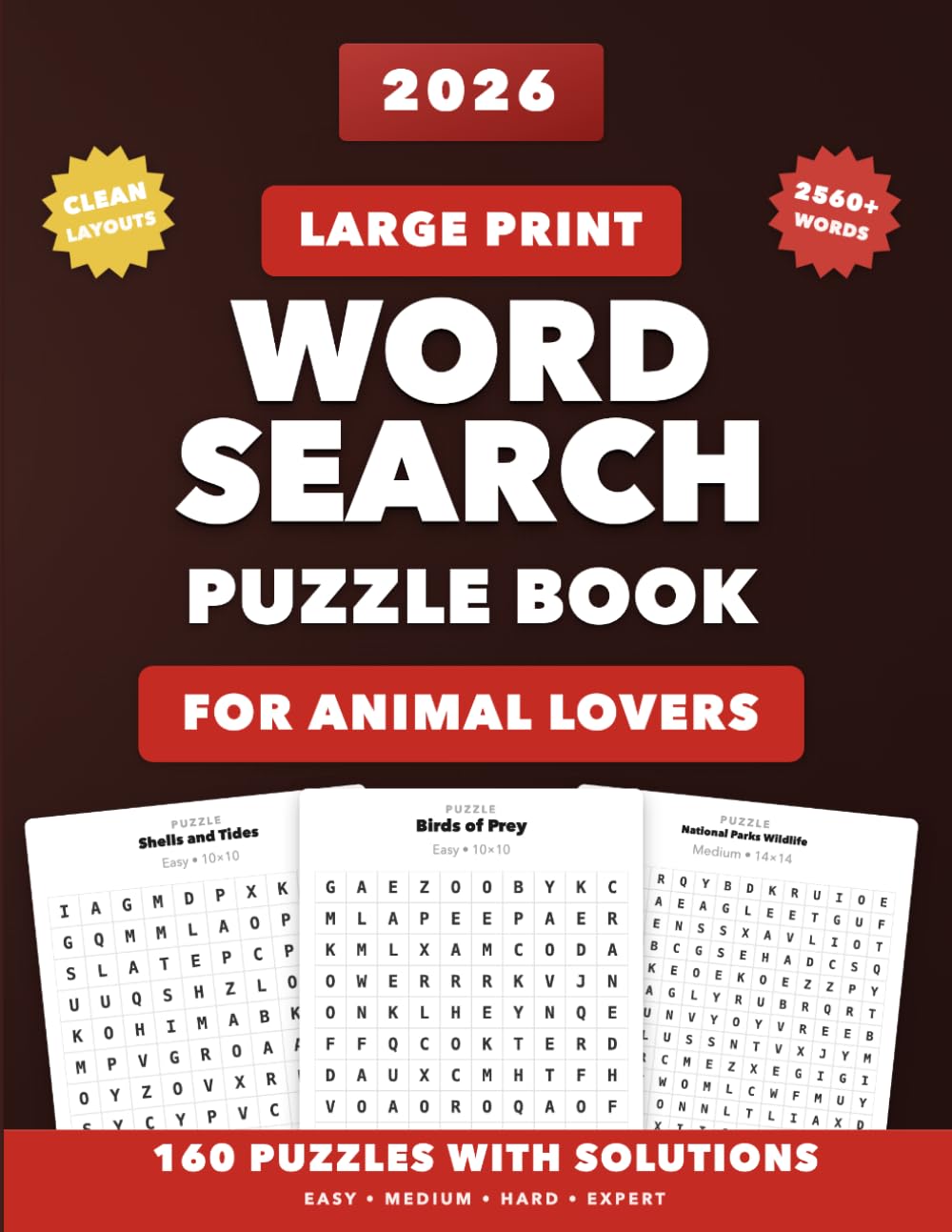Large Print Animal & Nature Word Search for Adults and Seniors: 160 Relaxing Puzzles with Complete Answer Keys for Adults and Seniors