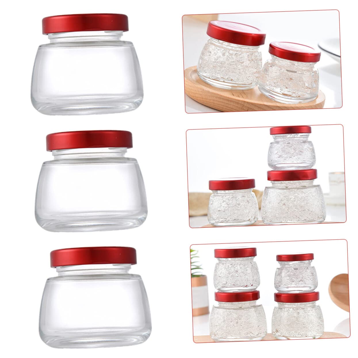 Homoyoyo Barattolo in Vetro Sigillato 150ml Rosso 5 Pezzi Coperchio