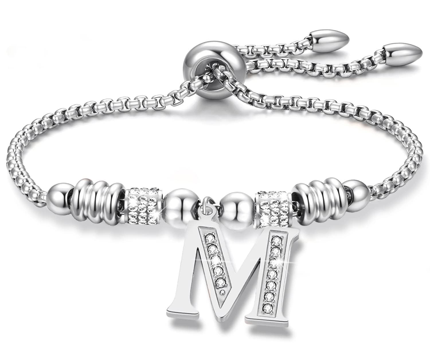 RoCetysellPulsera Inicial Mujer Personalizadas Regalos Dia de la Madre para Mama, Pulseras para Mujer Acero Inoxidable con Dije Inicial A-Z, Regalos Cumpleaños Originales para Mujer