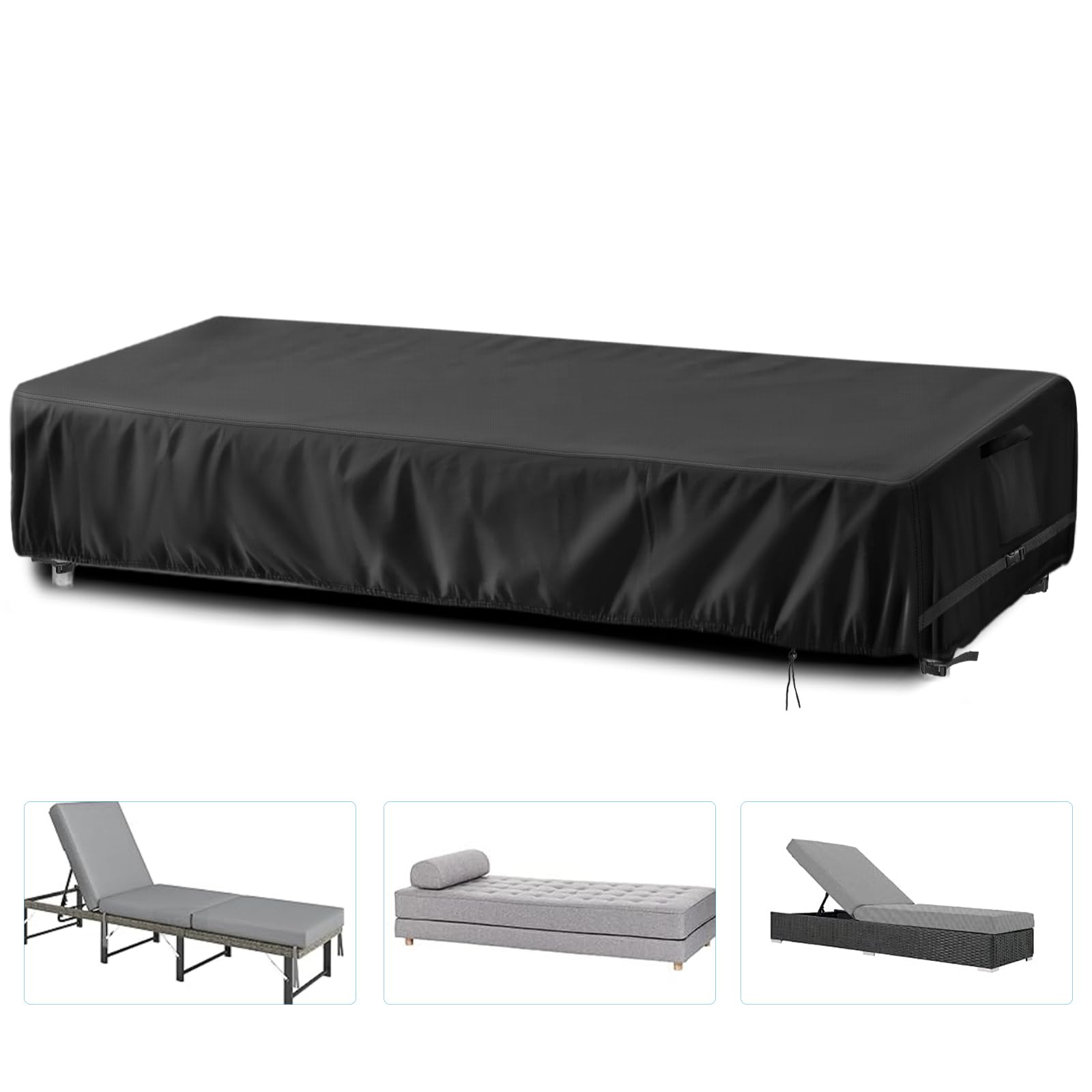 Housse de chaise longue imperméable et anti-vent avec aération pour transat extérieur en rotin