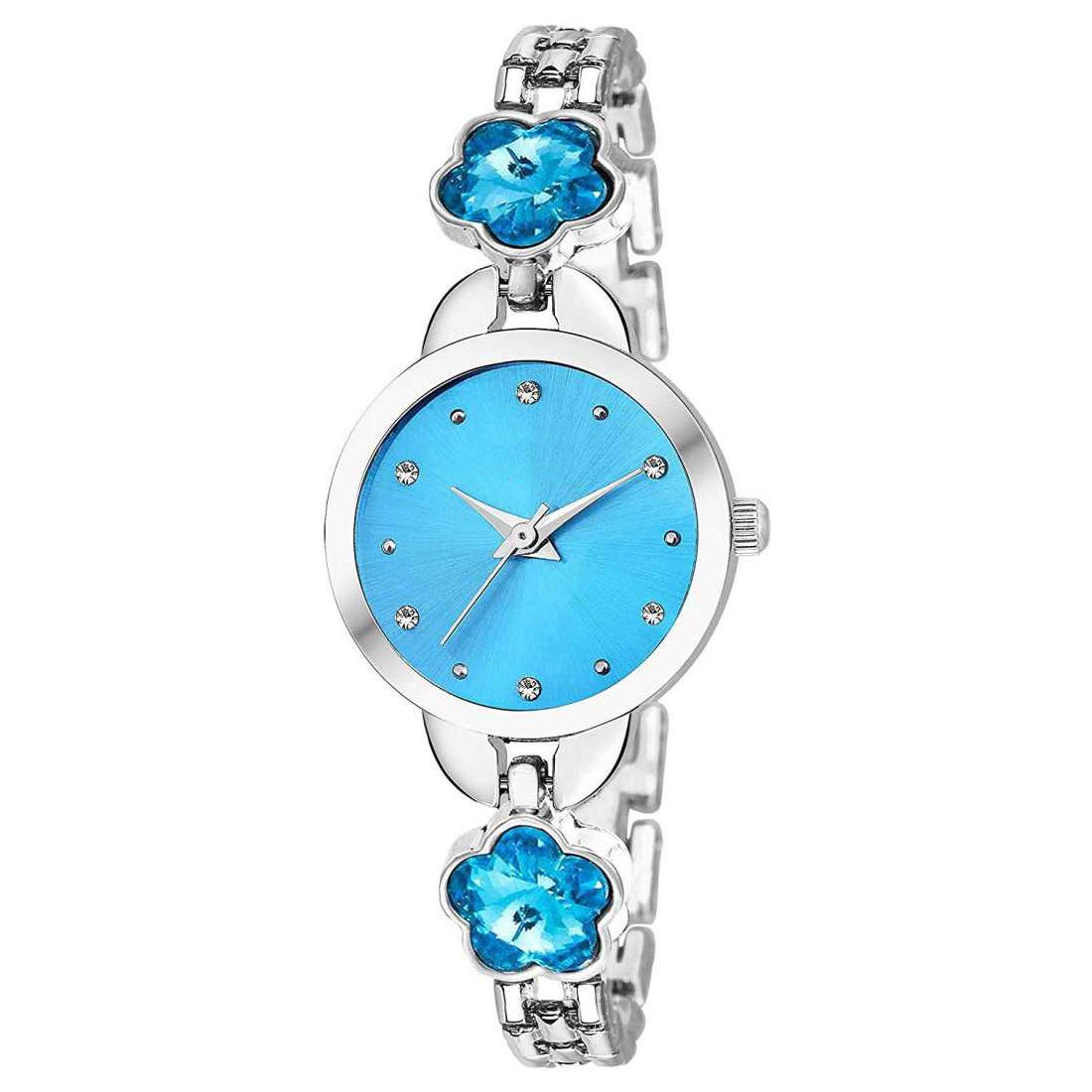 NiyatiFab Stylish Sky Blue Dial Silver Belt Breslet Watch for Girls Watch - for Girls (B07M6QP2PF) Amazon Price History, Amazon Price Tracker