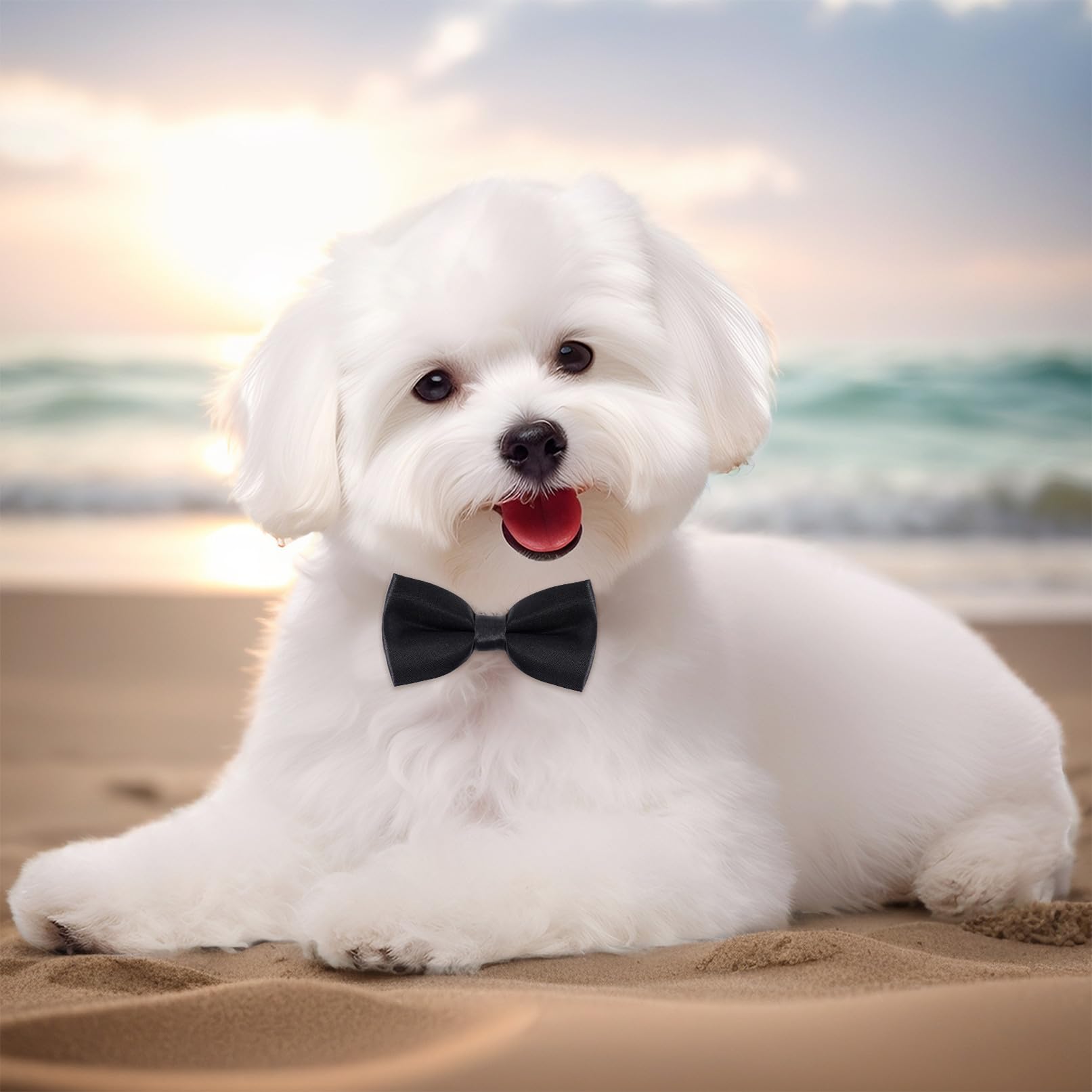 Collare per cani con papillon in velluto, per matrimoni, compleanni, feste (rosso)