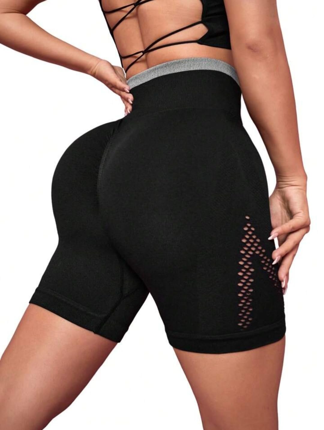 Yoga Shorts High Waist Leggings Sport Pants Seamless Tummy Control Butt Lift Stretchable Tights Waist Compression Scrunch Butt Fitness Gym for Women