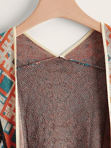 Verdusa Women's Printed Tassel Open Front Poncho Cape Cardigan Wrap Shawl4