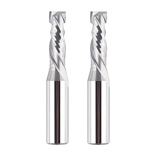 SpeTool 2 brocas de compresión en espiral de 1/2 vástago con diámetro de corte de 3/8 pulgadas de diámetro de corte de carburo de madera para ranura