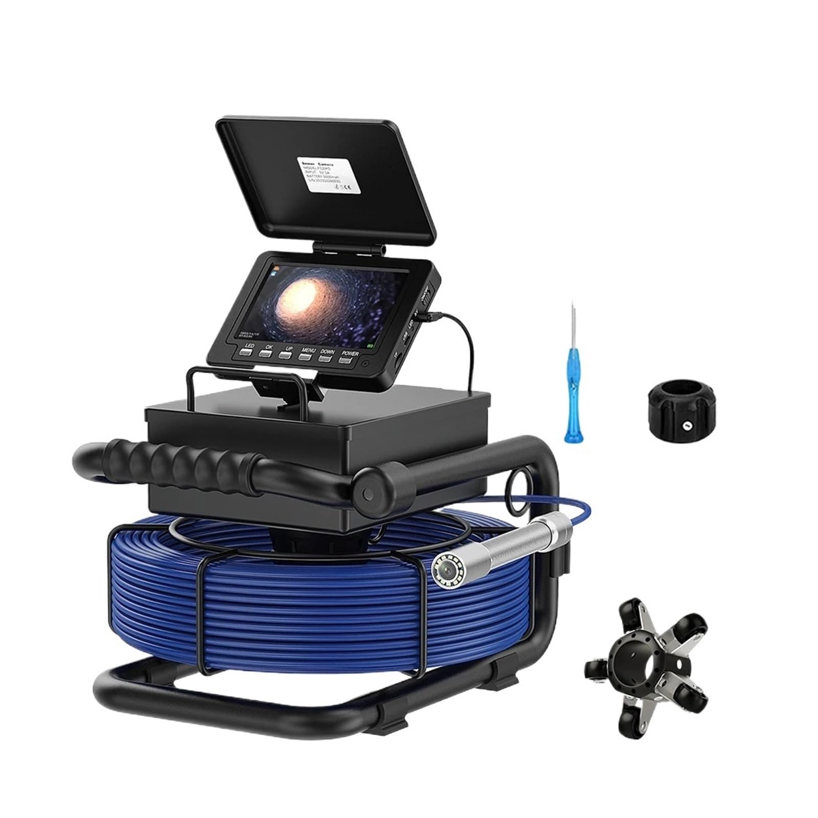 Cámara Endoscópica For Alcantarillado De 5'' con Transmisor 512 Hz, Autonivelante, DVR, Inspección Tuberías, 23 Mm, 5000 MAH Resistente Al Agua Y Al Desgaste(30M,NO 512-Self-Leveling)
