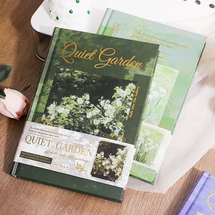 Image of Alokik Enterprise Vintage Quite Garden Themes A5 Hardcover Notebook 256 Pages Premium Matte Finish Religious Design with Thread Sewing Binding Cute Flowers Color Paper Cover Diary Book Writing