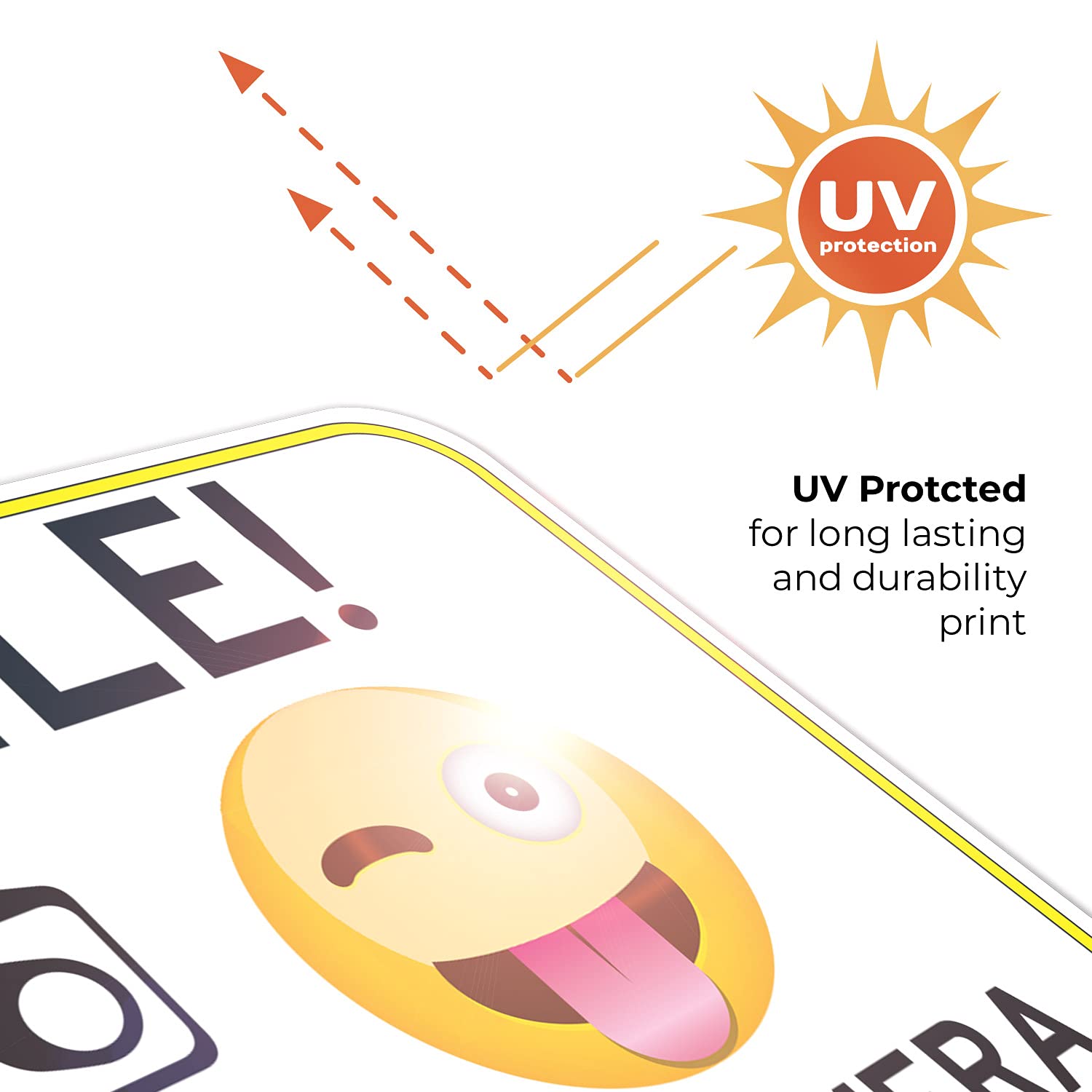 Video Surveillance Smile You're on Camera Sign, 12x18 Inches, Rust Free .063 Aluminum, Fade Resistant, Made in USA