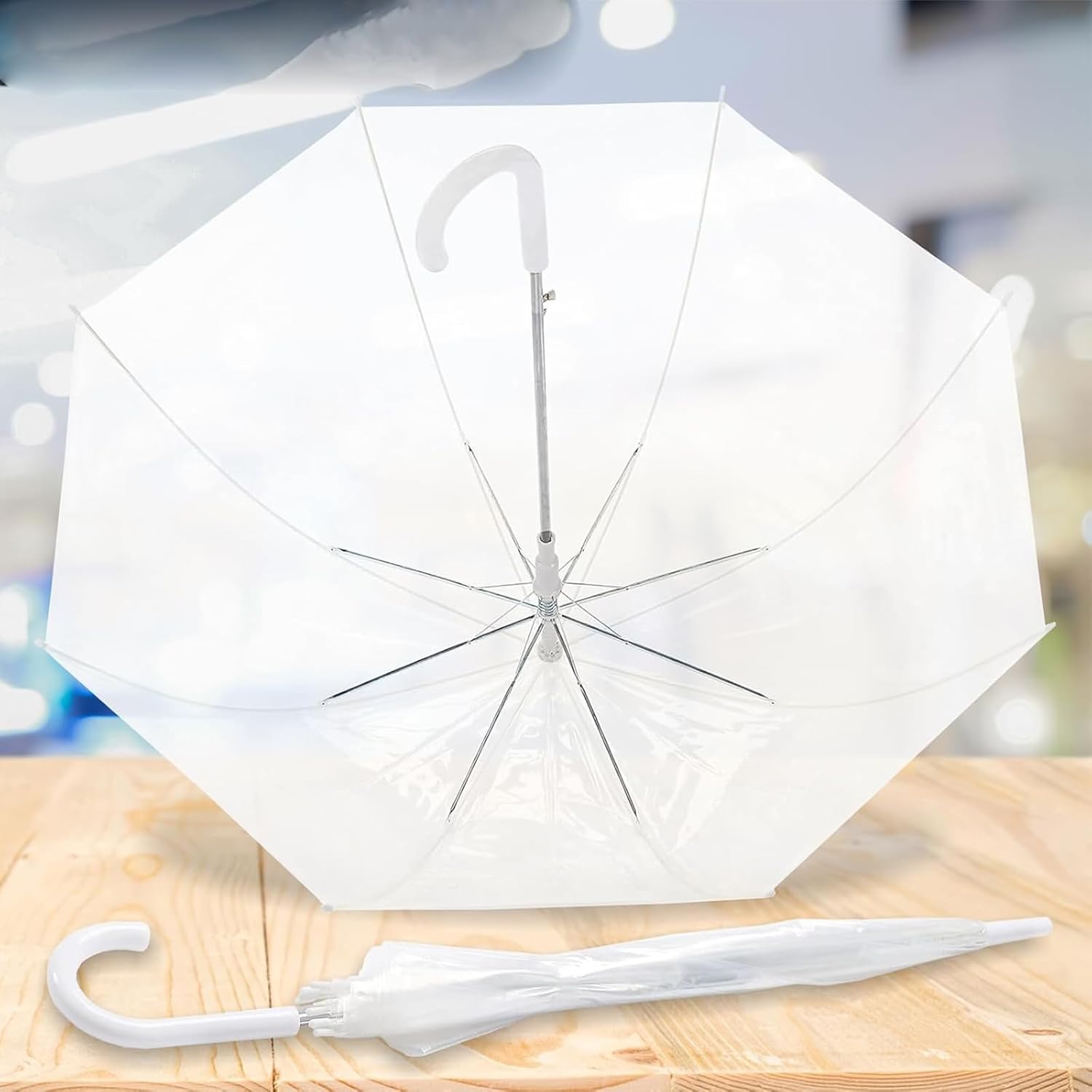 Clear Bubble Dome Wedding Umbrella Large Canopy Transparent Coverage Clear Travel Stick Umbrellas for Rain Adult Women,Umbrella-Automatic Open Grip Handle Perfect for Weddings Concert