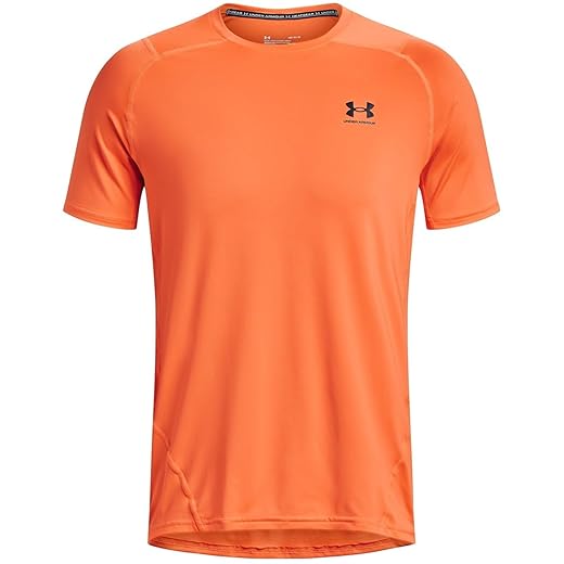 Under Armour Men's Standard HeatGear Fitted Short-Sleeve T-Shirt, (866) Orange Blast / / Black, Medium