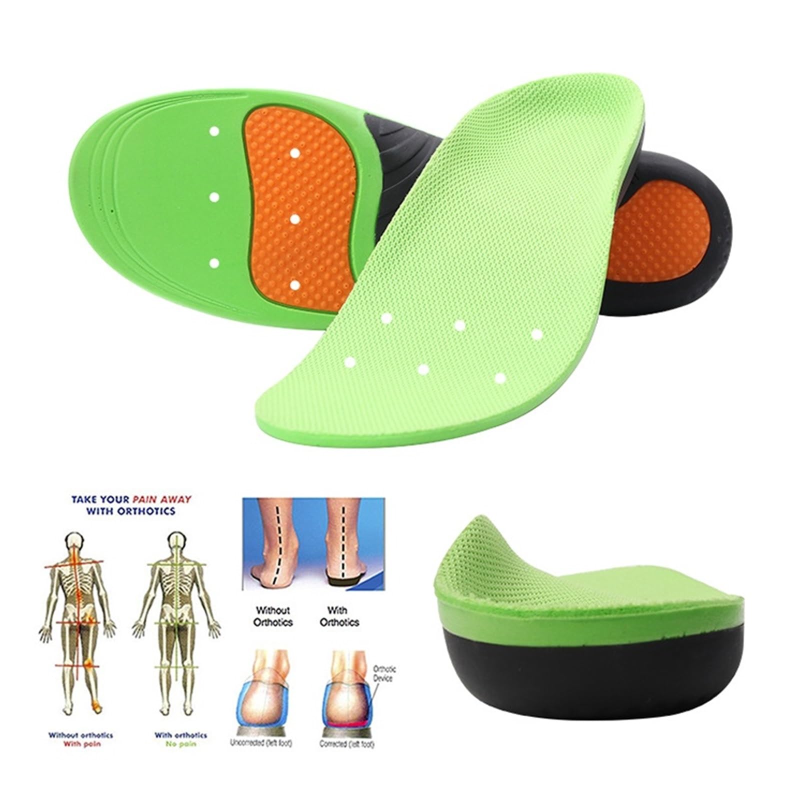 Plantillas Ortopédicas Plantillas ortopédicas con soporte for arco de pie plano, plantillas deportivas flexibles suela amortiguadora