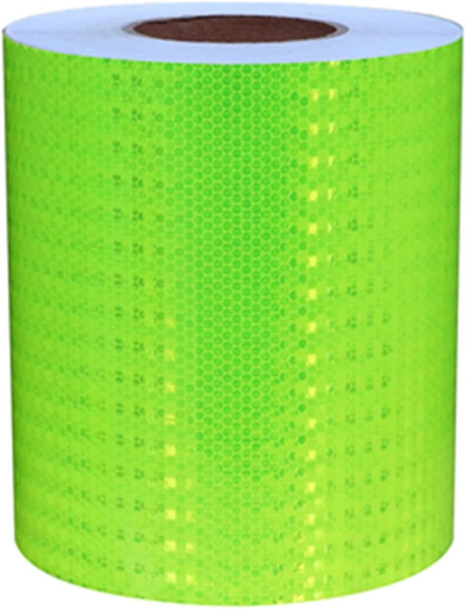 Caution Tape, Reflective Conspicuity Night Safety Sticker for Vehicles Bikes Clothes Helmets Mailboxes 20Cm Wide,(Fluorescent Green,50m)