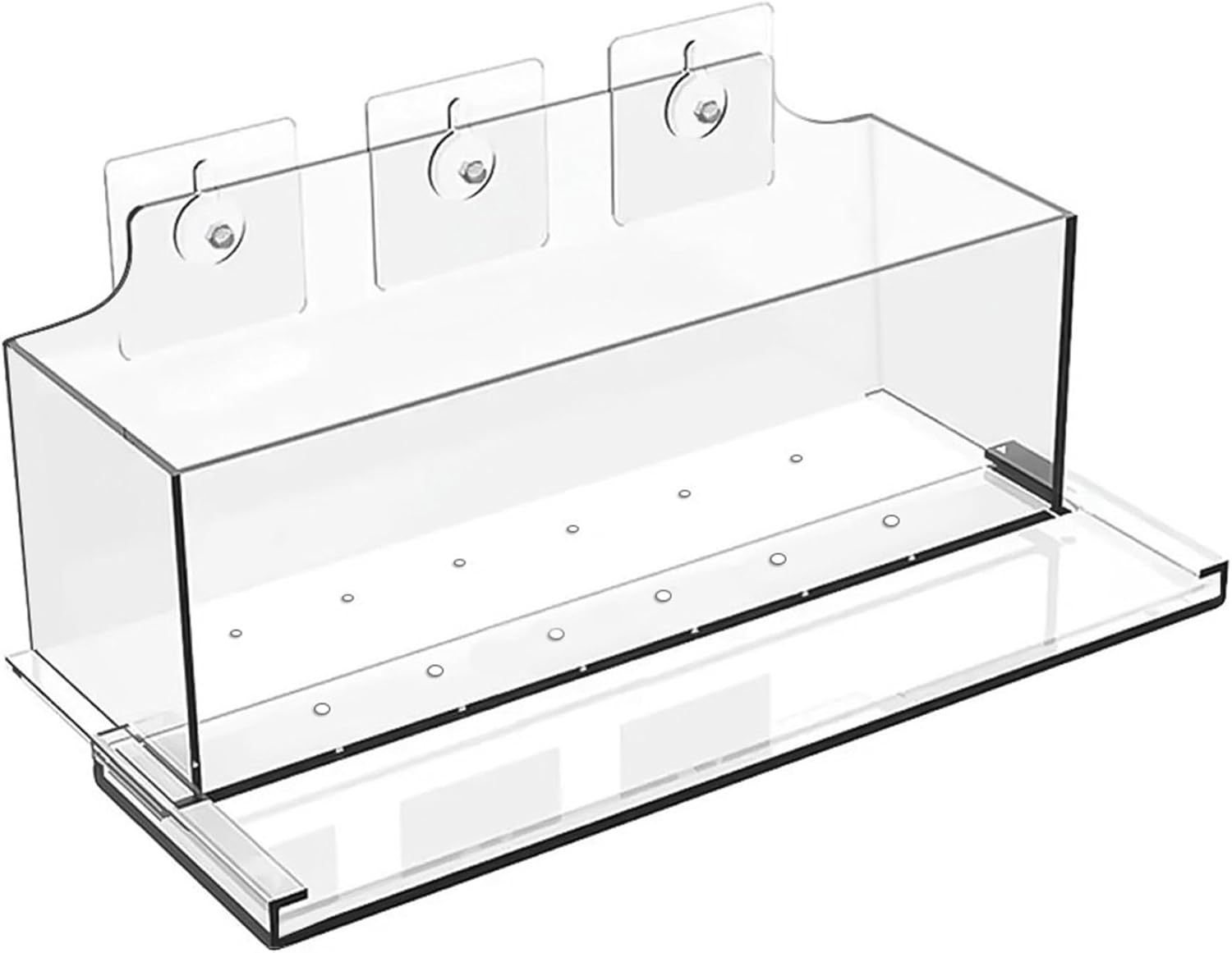 Window Planter Box - Transparent Acrylic Suction Cup Planter for Home, Office, Balcony - Rectangular Plant Pot