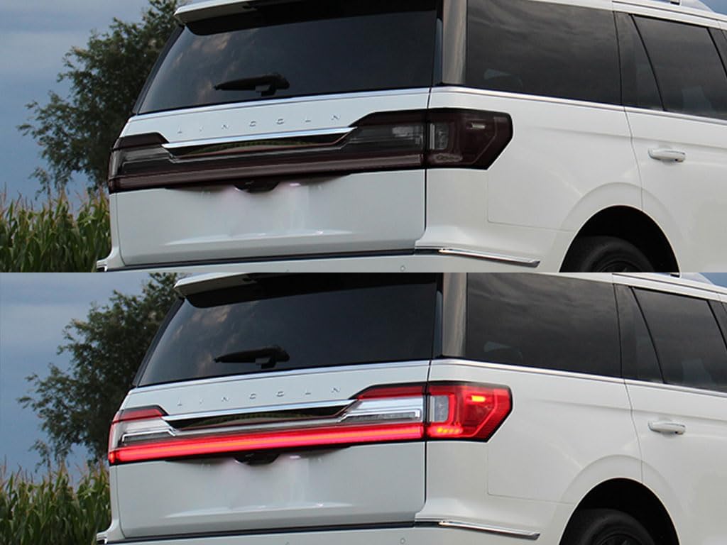 Rvinyl Tail Light Pre Cut Film Tint Cover Kit in Blackout Smoke Compatible with Lincoln Navigator 2018-2021 - Adhesive Backs