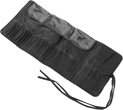 Makeup Brush Rolling Holder 26 Holes Travel Cosmetic Bag Tool for Bag Black Brush Utensil Traveling Makeup Organizers