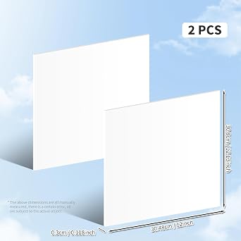 HDPE Block Plastic Sheet High Density Polyethylene Rectangular Solid Tapping Block High Density Sheet for DIY Projects (1/8 x 12 x 12, 2 Pcs) White