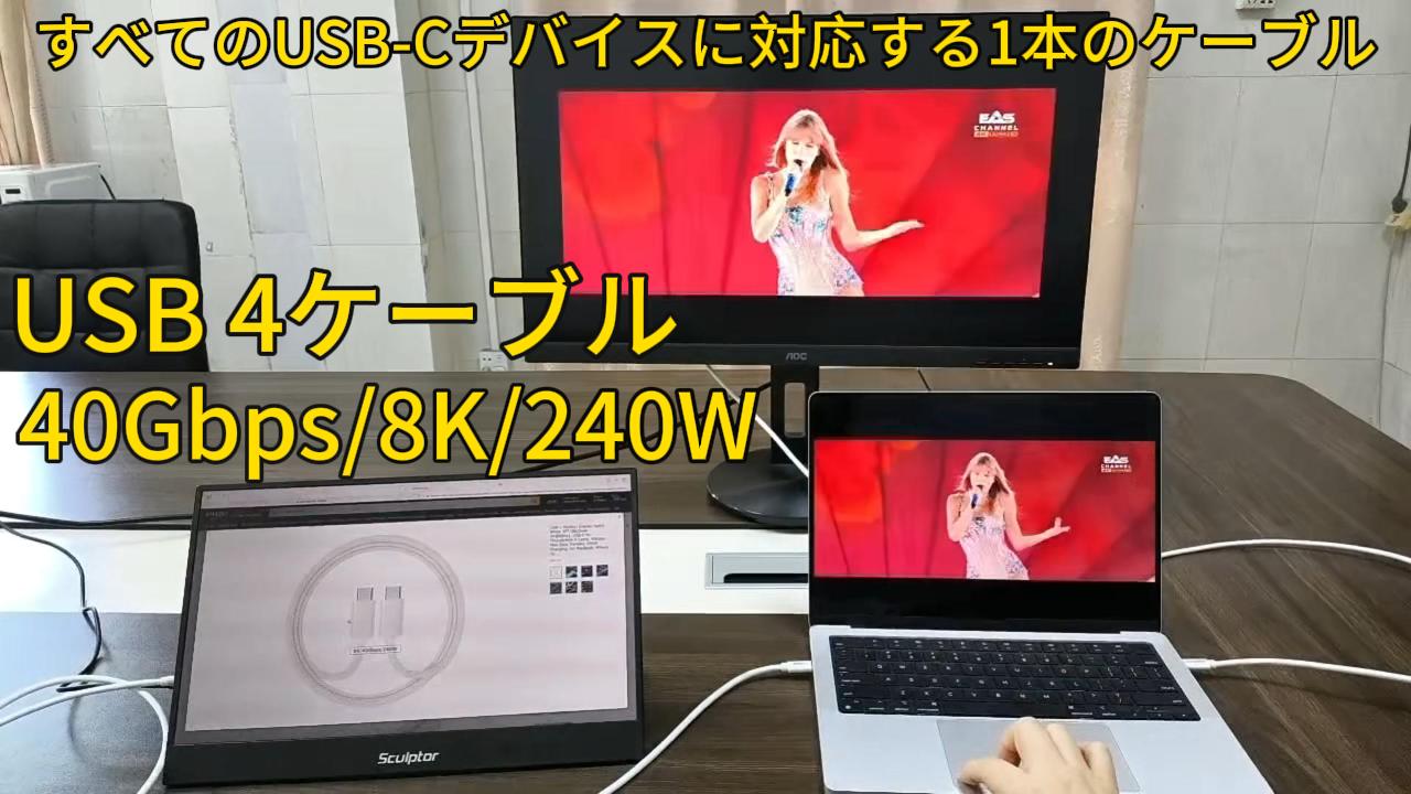 Amazon.co.jp: USB4 type-C ケーブル Thunderbolt 4に対応（1.5m 
