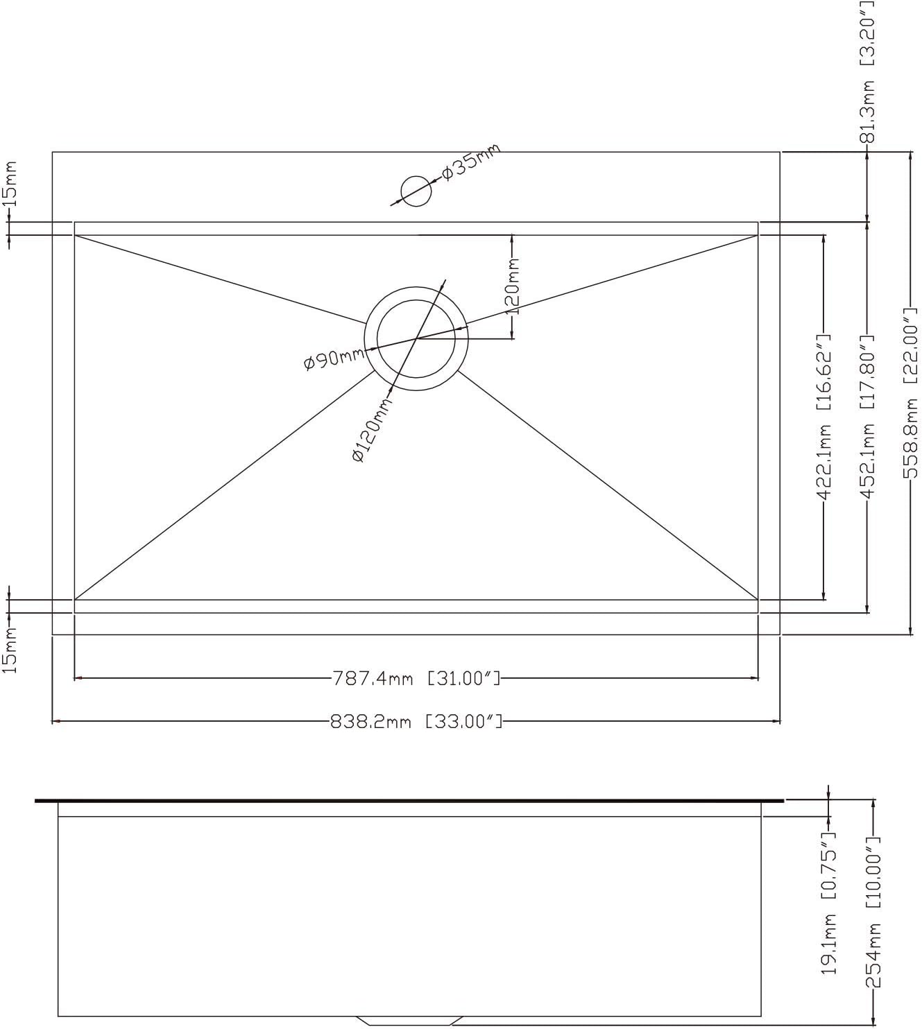 Best Promo 33 x 22 x 10 inch Drop-in Kitchen Sink, Gunmetal Black 16 Gauge Stainless Steel Sink Workstation Ledge Modern Topmount Single Bowl Kitchen Sink
