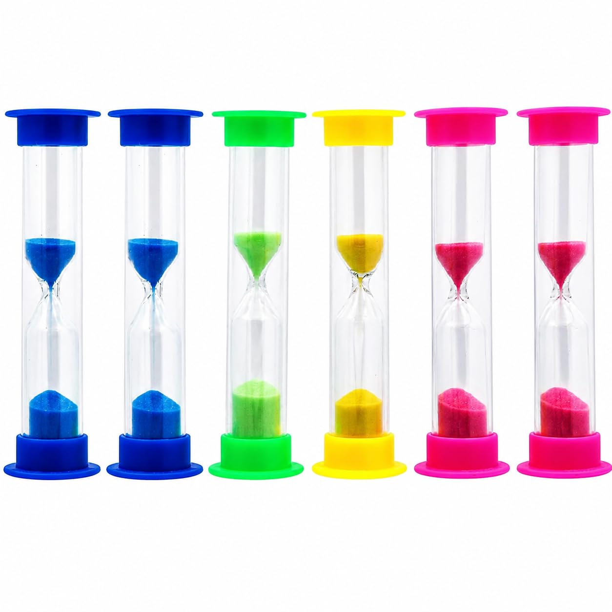 Sablier de 2 minutes en lot de 6 pour le brossage des dents des enfants
