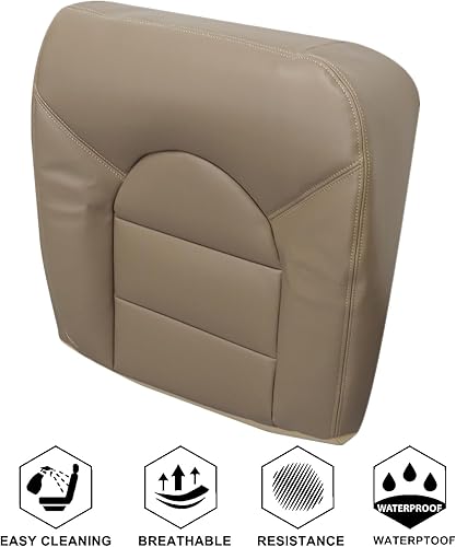 Miniatura 5 de NLQR Fundas de asiento delantero para lado del conductor y del pasajero, color marrón claro, compatibles con Ford F250 F350 F450 F550 Lariat XLT
