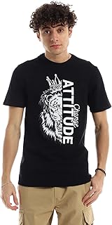 تيشيرت قطن رجالي مطبوع (اسود)