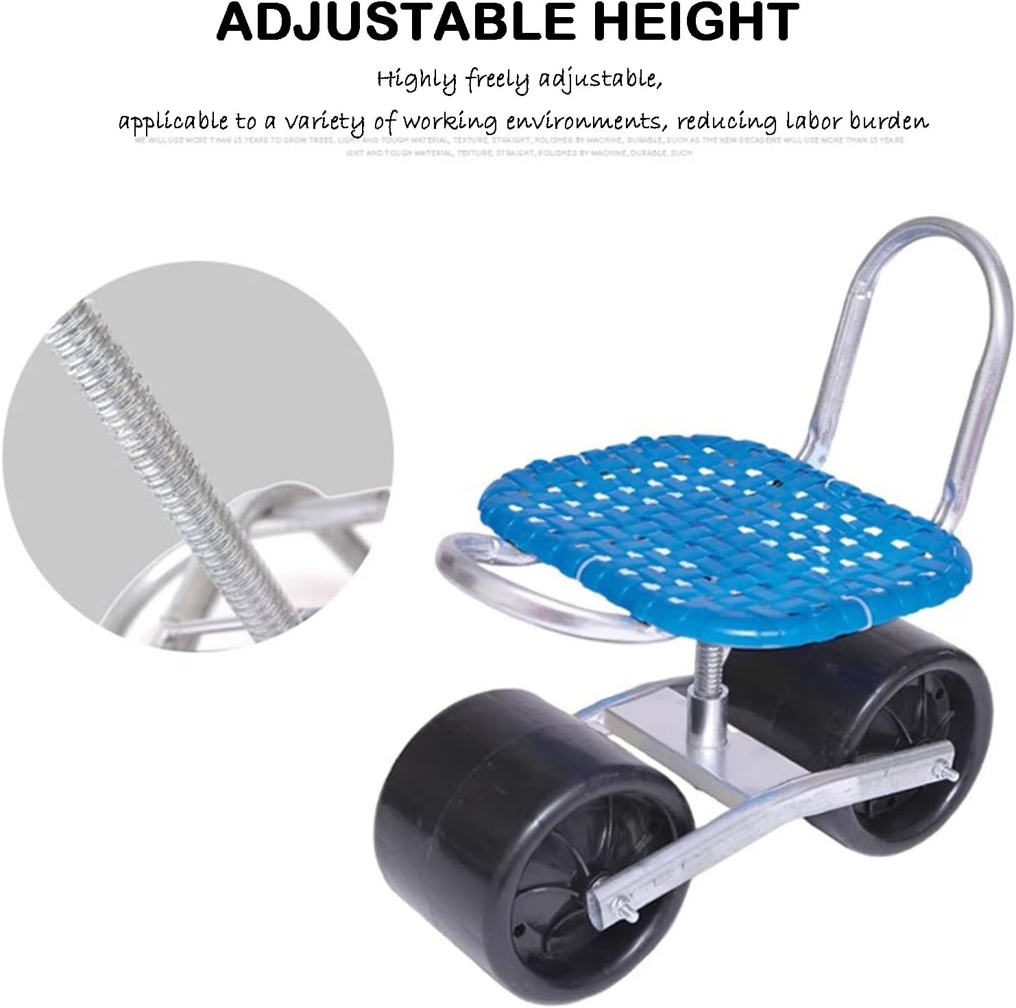 Gardening Seat On Wheels Heavy Duty Garden Stool with Backrest Adjustable Height 360 Degree Swivel for Weeding Gardening Lawn Care Reduce Waist and Leg Pain (Red)