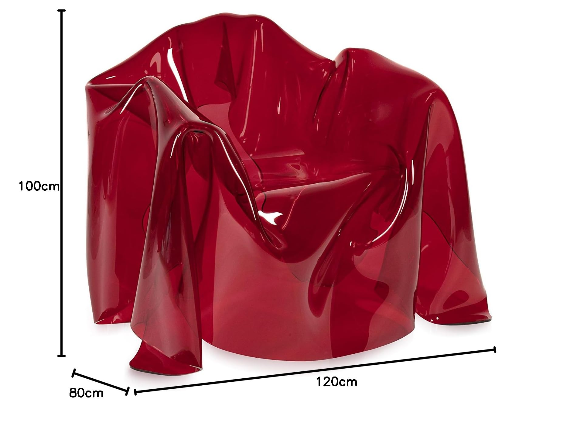 Drappeggi d'Autore Poltrona in Plexiglass Trasparente, Rosso