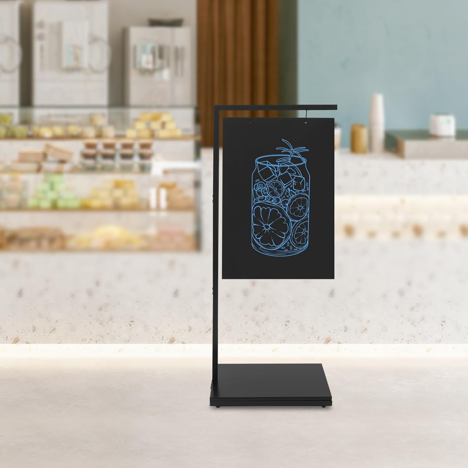 Bacocoo Vertical Chalkboard Sign 11.8x18.3x43.3 inch - Double-Sided Metal Easel for Café, Bistro, Bar, Wedding, Outdoor - Portable Sidewalk Display for Florists and Events