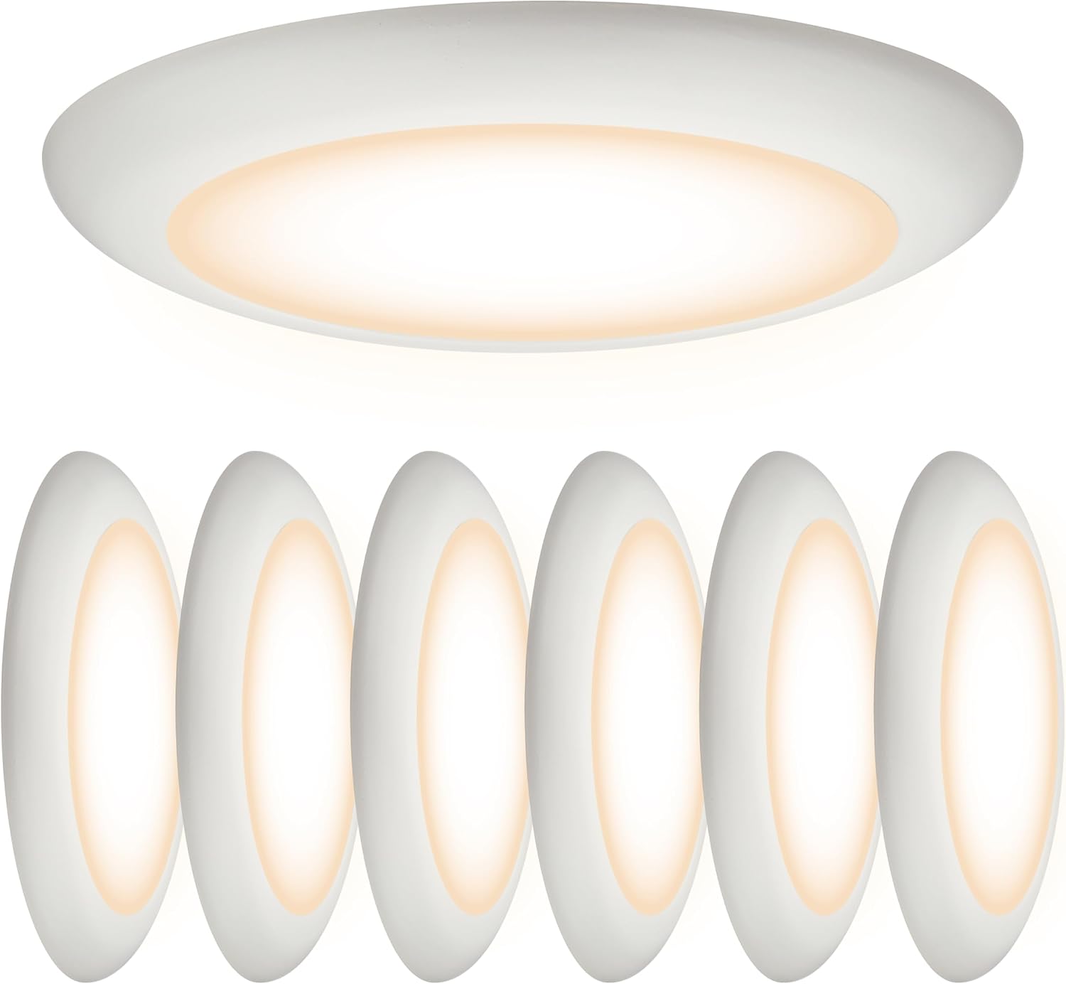 Ultralux 12" LED Flush Mount Ceiling Light – Dimmable, Slim Ceiling Light - Over 50,000 Hours of Energy Efficient LED Light - Multi-Purpose Easy-Install Light Fixture - (6 Pack, Warm White)