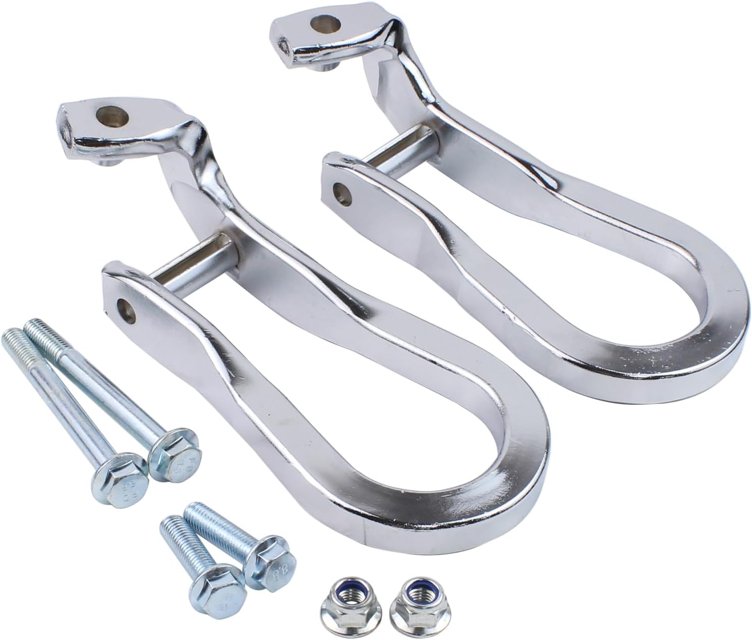Tow Hooks Towing Shackles Front Lower Bumper Trailer Ring Set Chrome for Chevrolet Silverado 2500 HD 3500HD GMC Sierra 2500HD 3500 HD 2015-2019
