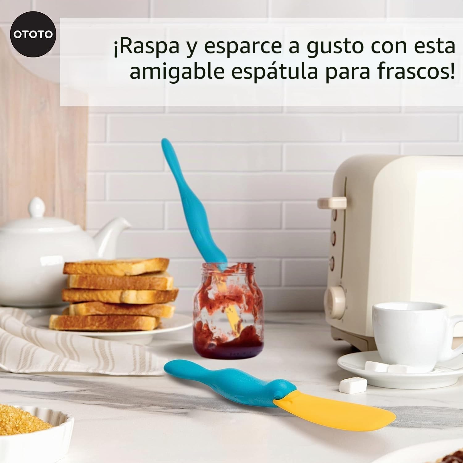 OTOTO Cuchillo Mantequilla Splatypus - Utensilios de Cocina Originales Sin BPA y 100% Aptos para Alimentos - Divertido Cuchillo Untar - Regalo Original para Untar Crepas y Llegar al Fondo del Tarro