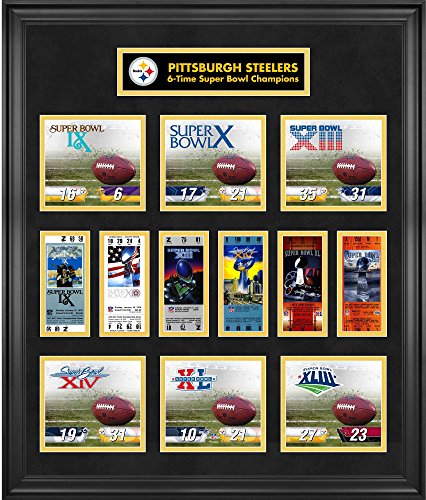 Pittsburgh Steelers Framed Super Bowl Replica Ticket & Score Collage - Limited Edition of 1000 - NFL Ticket Plaques and Collages