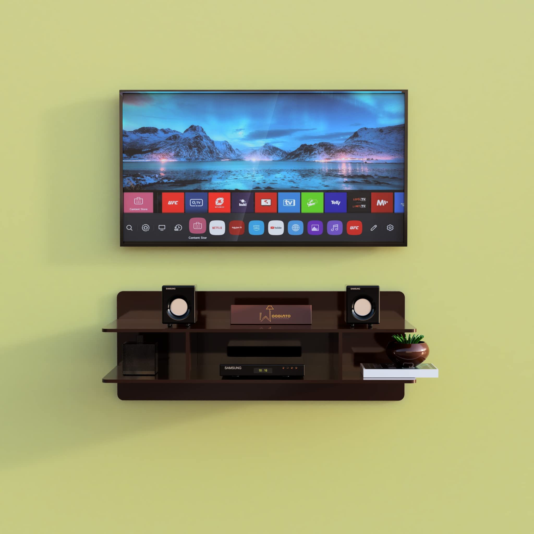 WooDinto Engineered Wood Wall Mount TV Unit/Wall Set Top Box Stand/TV Cabinet/Tv Entertainment Unit for Living Room/Bedroom/Guestroom/Salon/Studio/Home (Length: 20 Inch - Color: Brown)-image-9