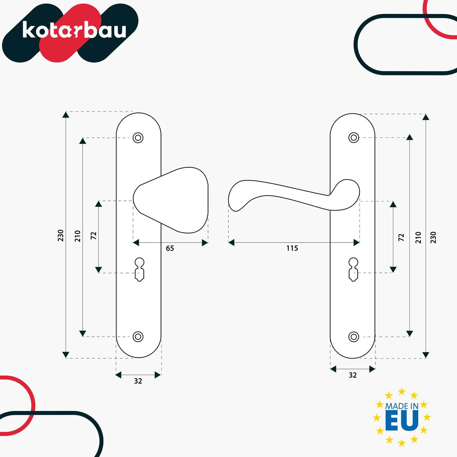 KOTARBAU® Türdrücker-Türknauf Satz 72 mm Langschild Schwarz Profilzylinder für Türen Tore Pforten