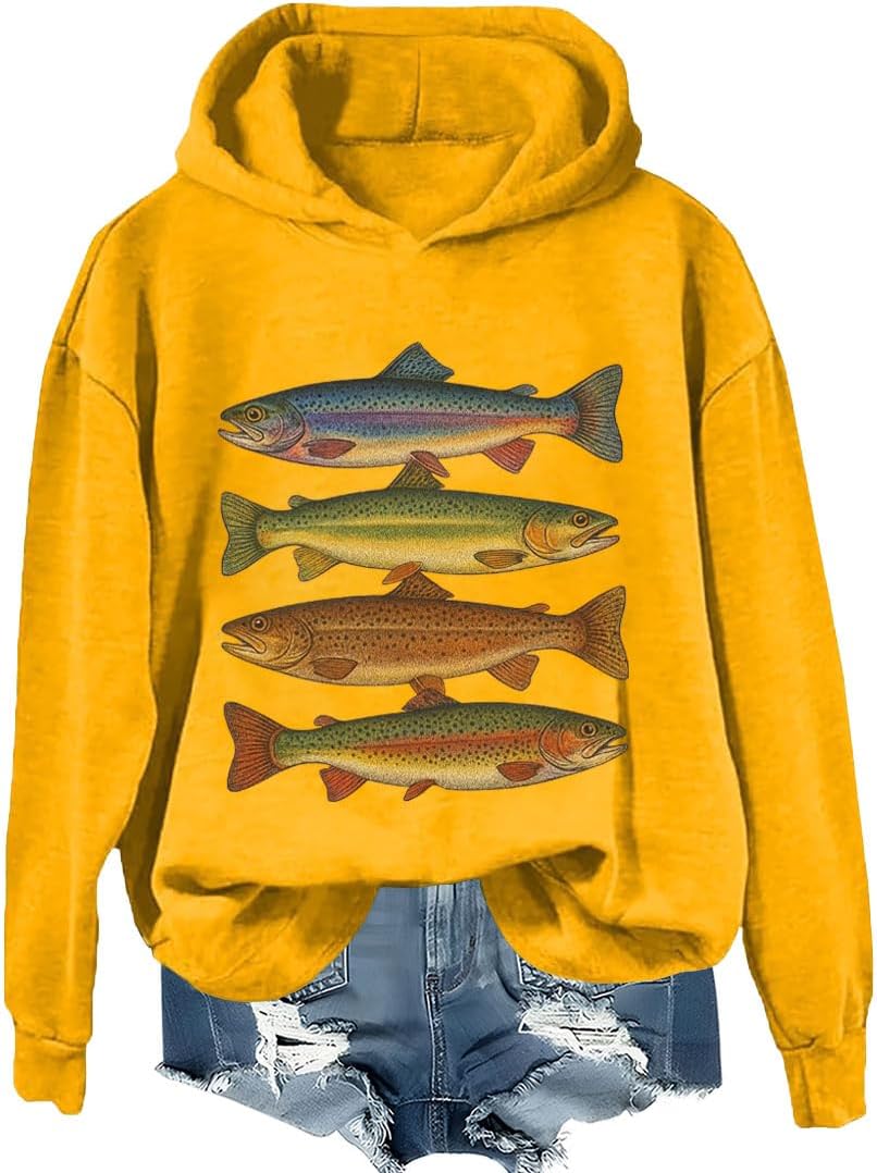 Trout Fishing Sweatshirt, Rainbow Trout Shirt, Fish Sweatshirts Women Man