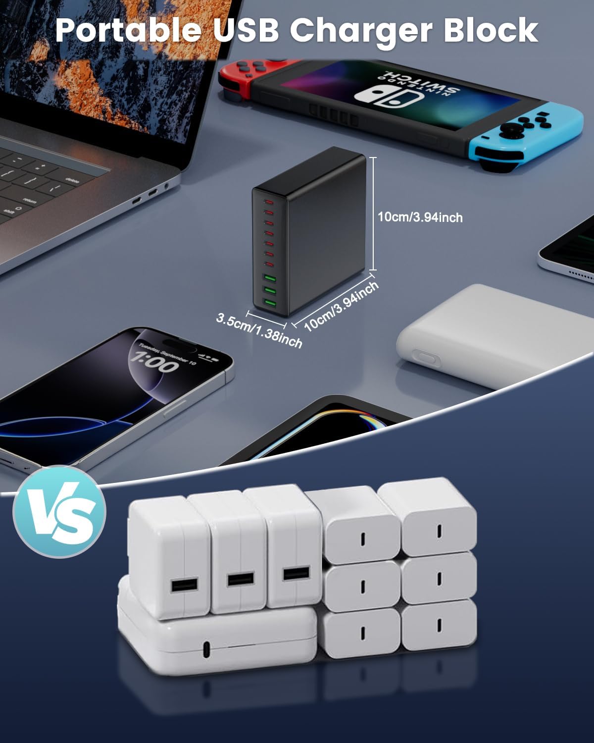 USB C Charger Block, 780W 10 Port Charging Station USB Charger Block Double 120W Gan Laptop Fast Charging Compatible with MacBook Air/Pro, iPhone, iPad, Dell XPS, Samsung Galaxy Note - Image 6