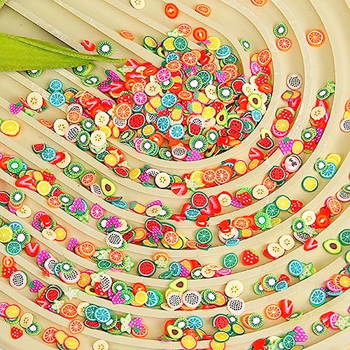 Maiousu Store 8000Pcs 3D Fruit Slices Polymer Clay Slices 5 Pack 3D Fruit Fimo Slices Slime Supplies Polymer Clay Diy Nail Art Decoration(Fruit,Cloud,Candy,Ice Cream,Strawberry) #TOP3