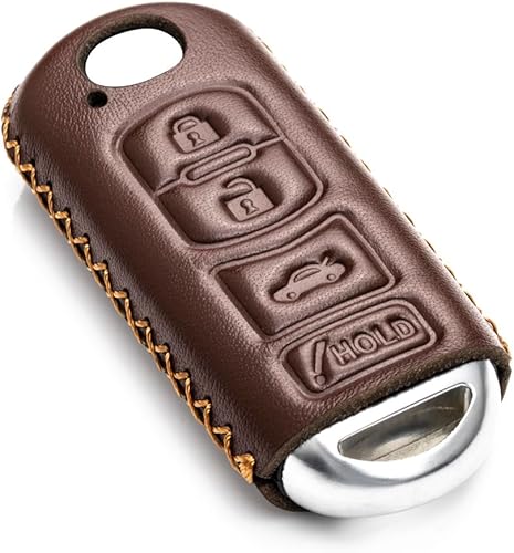 Miniatura 8 de Vitodeco Funda protectora de cuero genuino para llavero inteligente compatible con Mazda 3, 6, CX-5, CX-7, CX-9, MX-5 Miata, Atenza Axela (4