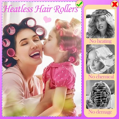 Hair Rollers For Medium Short Hair, 38 Pcs Self Grip Hair Rollers Set, Heatless Hair Curlers Rollers For Women Girls Salon Styling, Include Rat Tail Comb And Hair Clips #TOP4