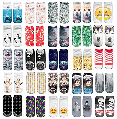 Ferocity Chaussettes de Sport Coton 36-40 Theme 3D Galaxy Lunettes de Soleil Chat Galaxy Sunglasses Cat Big [001] – vue 4