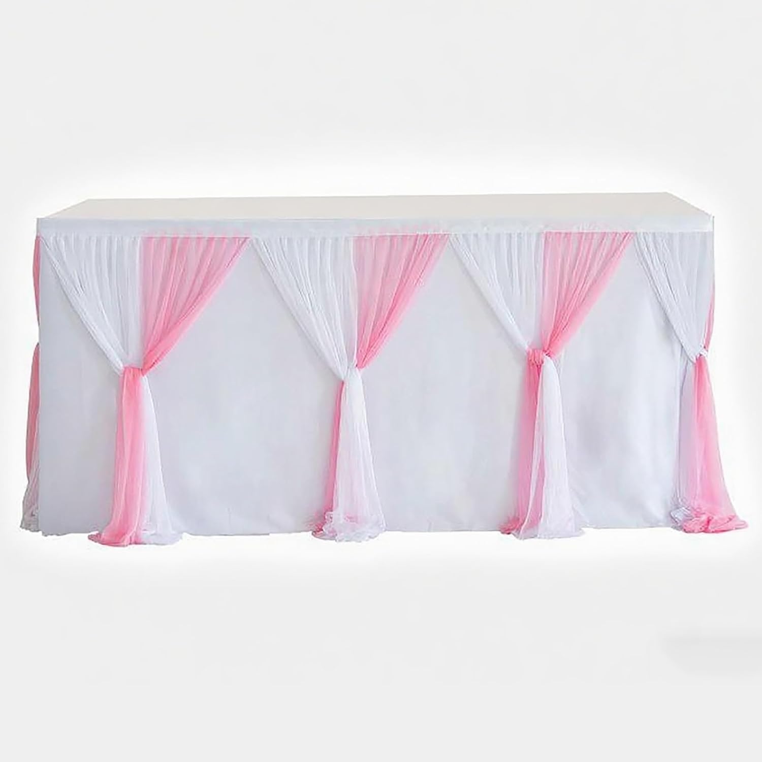 Tulle Table Skirt, with Adhesive Installation and Exquisite Seams, Party Decorative Desk Skirts, for Wedding, Party and Event Decoration(183cm/72in)