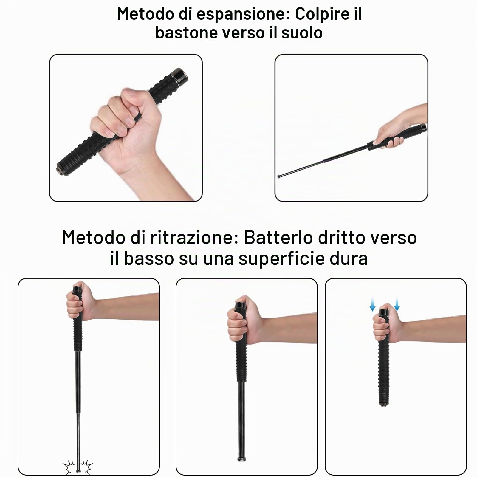 Multifunzionale Bastone da Escursionismo Telescopico, Pieghevole, 64cm, Antiscivolo con Tracolla e Borsa per il Trasporto, Ideale per Trekking, Campeggio, Alpinismo e Sci, Nero