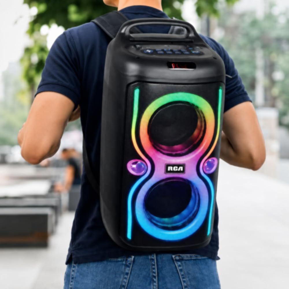 Vetrineinrete® Cassa Bluetooth Portatile a Zaino 100W RMS con Luci RGB